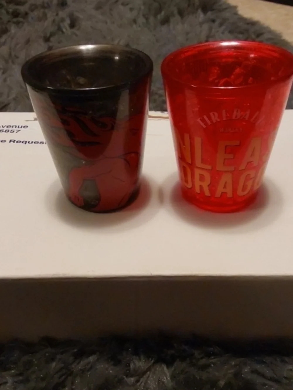 Fireball Red Shot Glass & Black Dragon Set